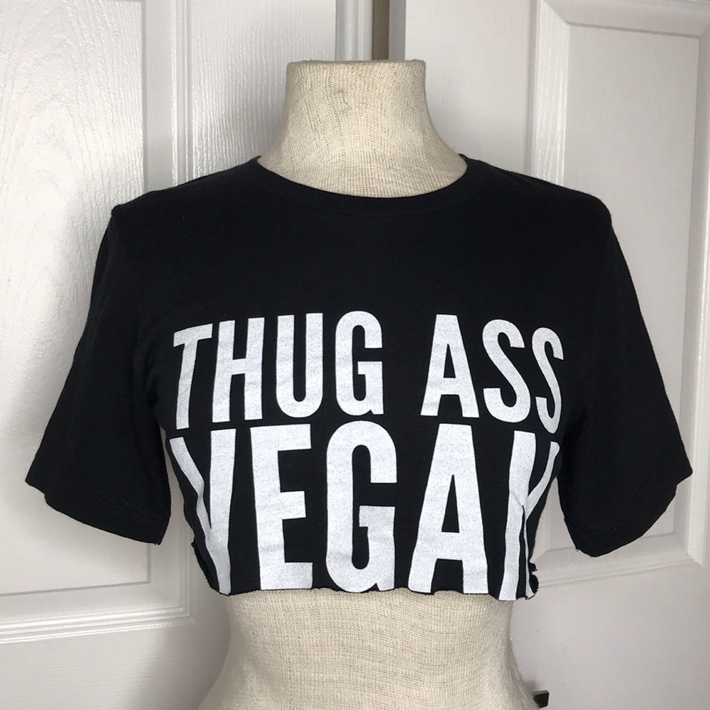 Thug Ass Vegan Crop Cropped Graphic T-Shirt Top
